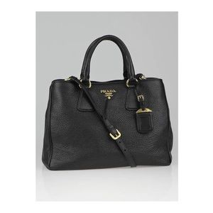 Prada Vitello Daino Shopper Soft Black Leather